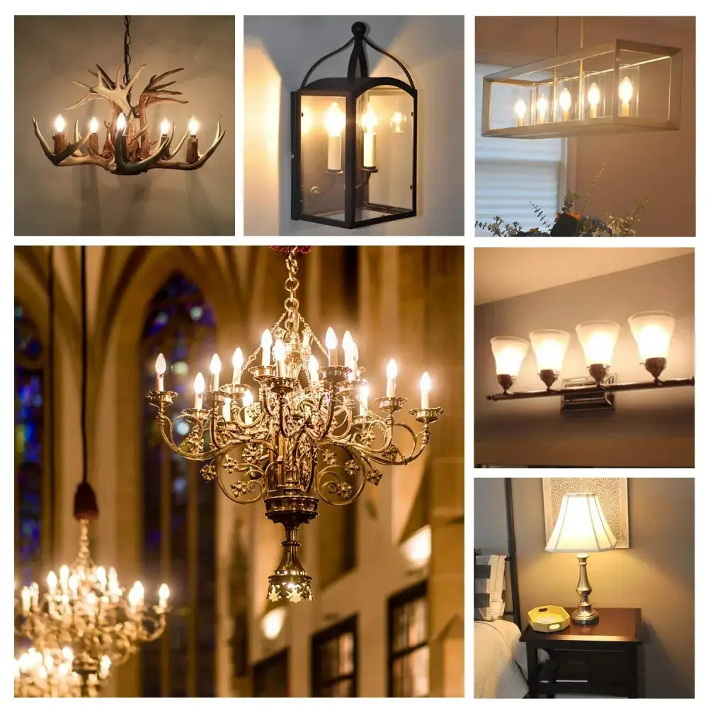 Antler-shaped chandelier with dark natural finish featuring multiple candle-style decorbites c35 led dimmable bulbs