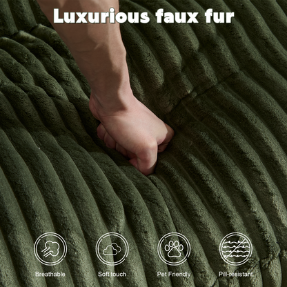 Double Chaise Lounge Chair Indoor,Oversized Upholstered Sleeper Cloud Couch,Deep Seat Luxury Sofa Bed,Sectional Sofa Chaise Love-seat,Corduroy Reading Chair For Living Room,No Assembly Required,Green