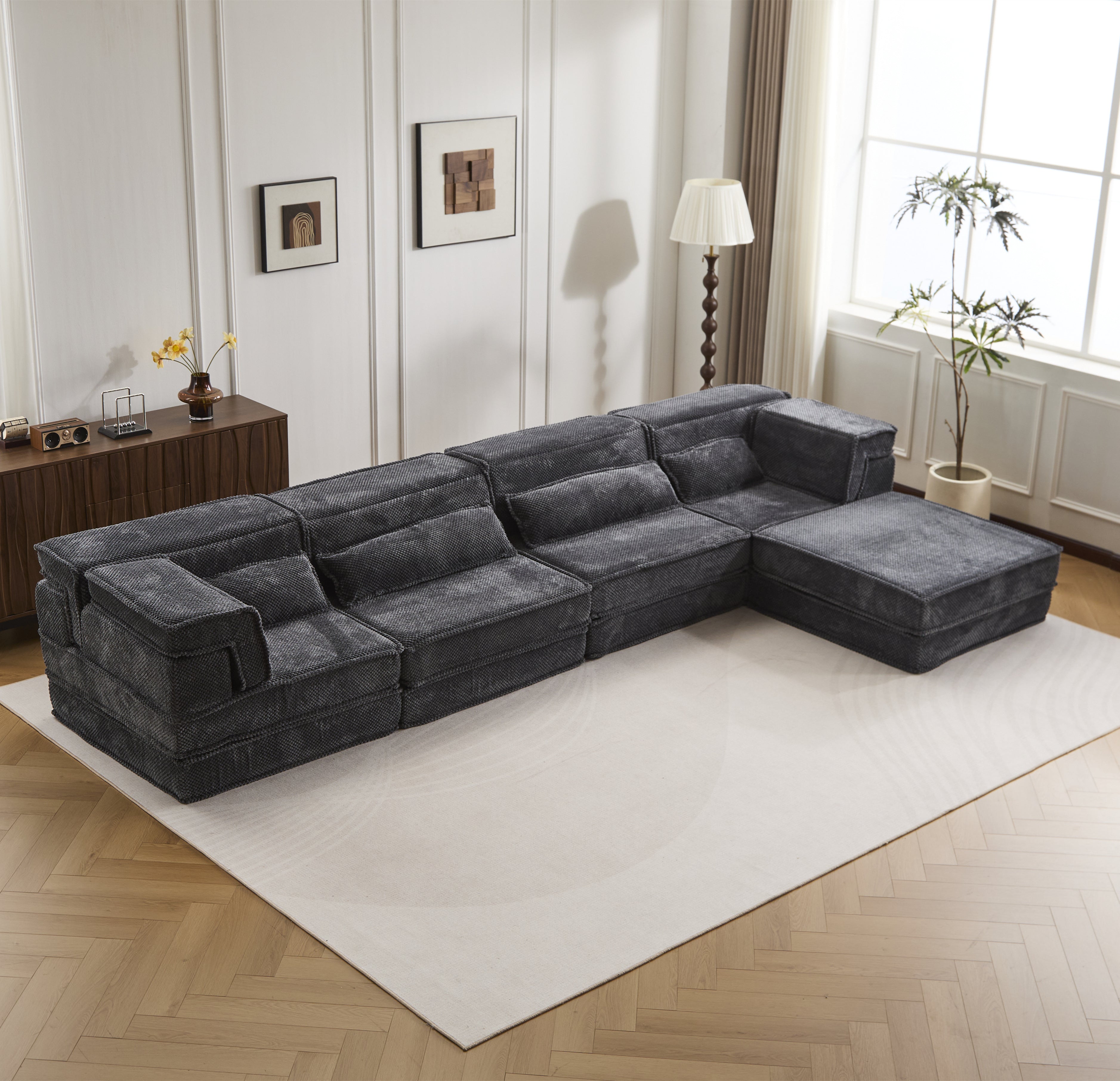 Dark Grey Sofa Ottoman