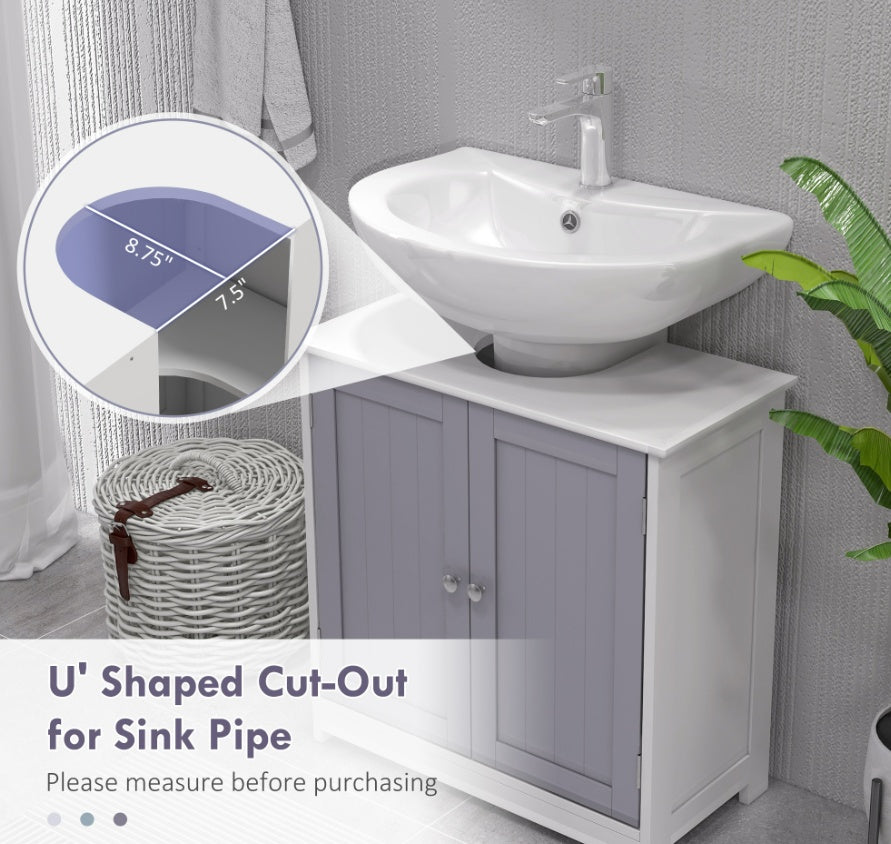 White Gray Vanity Cabinet