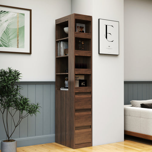 Wooden Display Cabinet Modern Tall Bookshelf Living Room