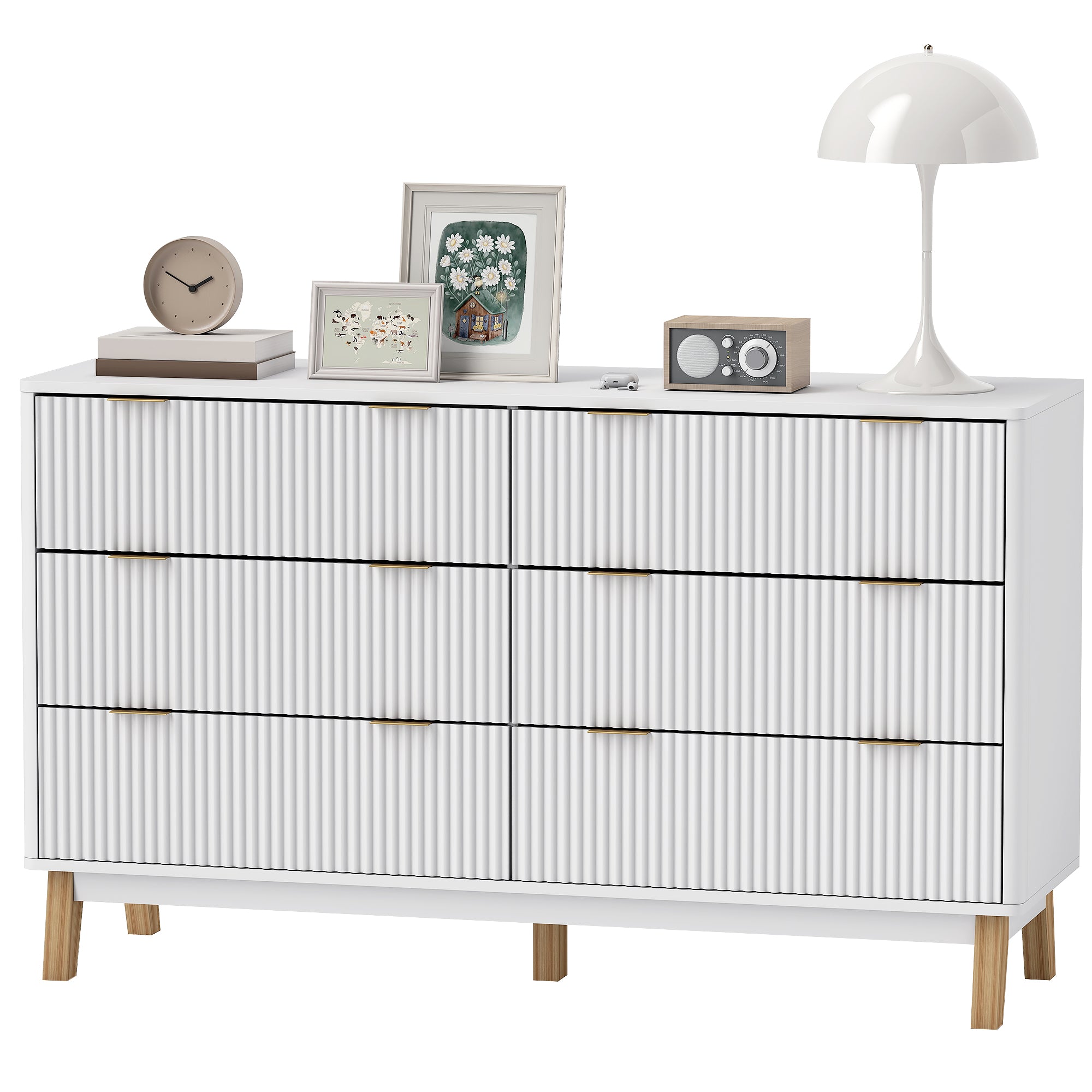 White Fluted Double Dresser