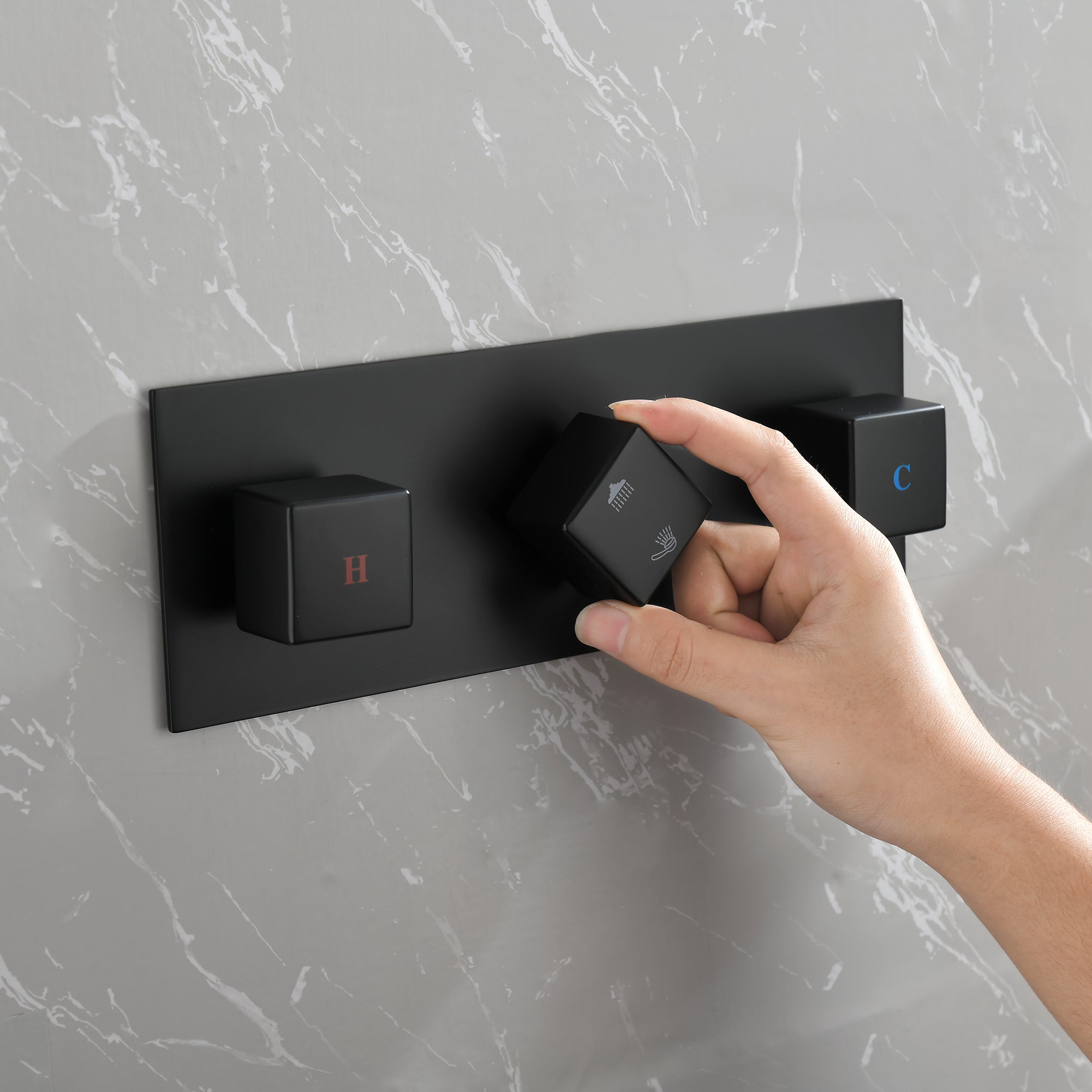 Matte Black Shower Faucet 10-Inch Handheld Spray