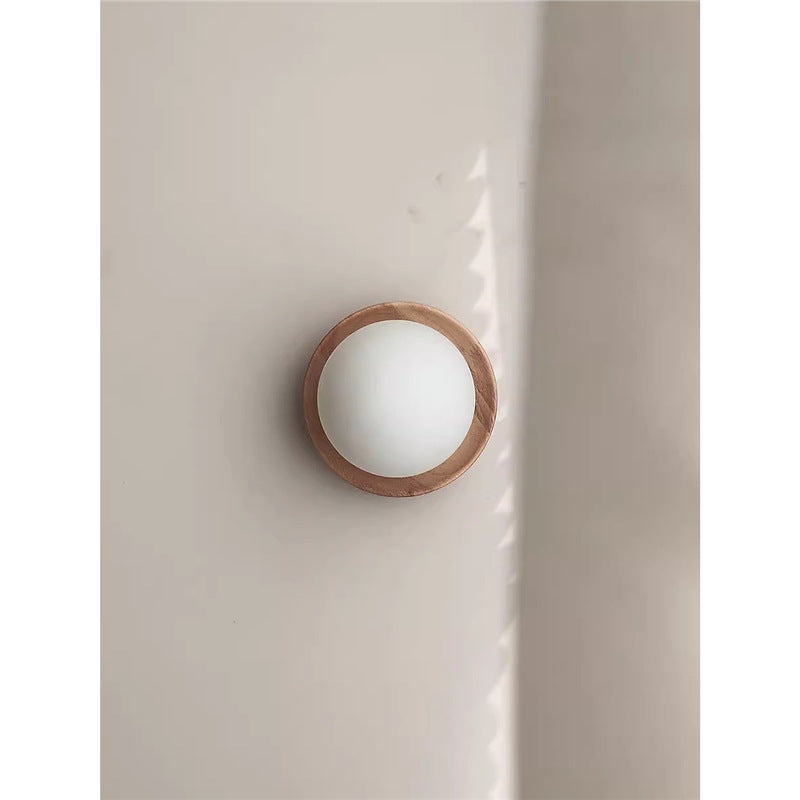 Cream Style Japanese Style Log Bedside Balcony Spherical Living Room TV Wall Wall Lamp