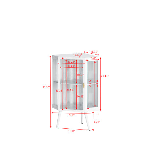 White Conical Glass Cabinet