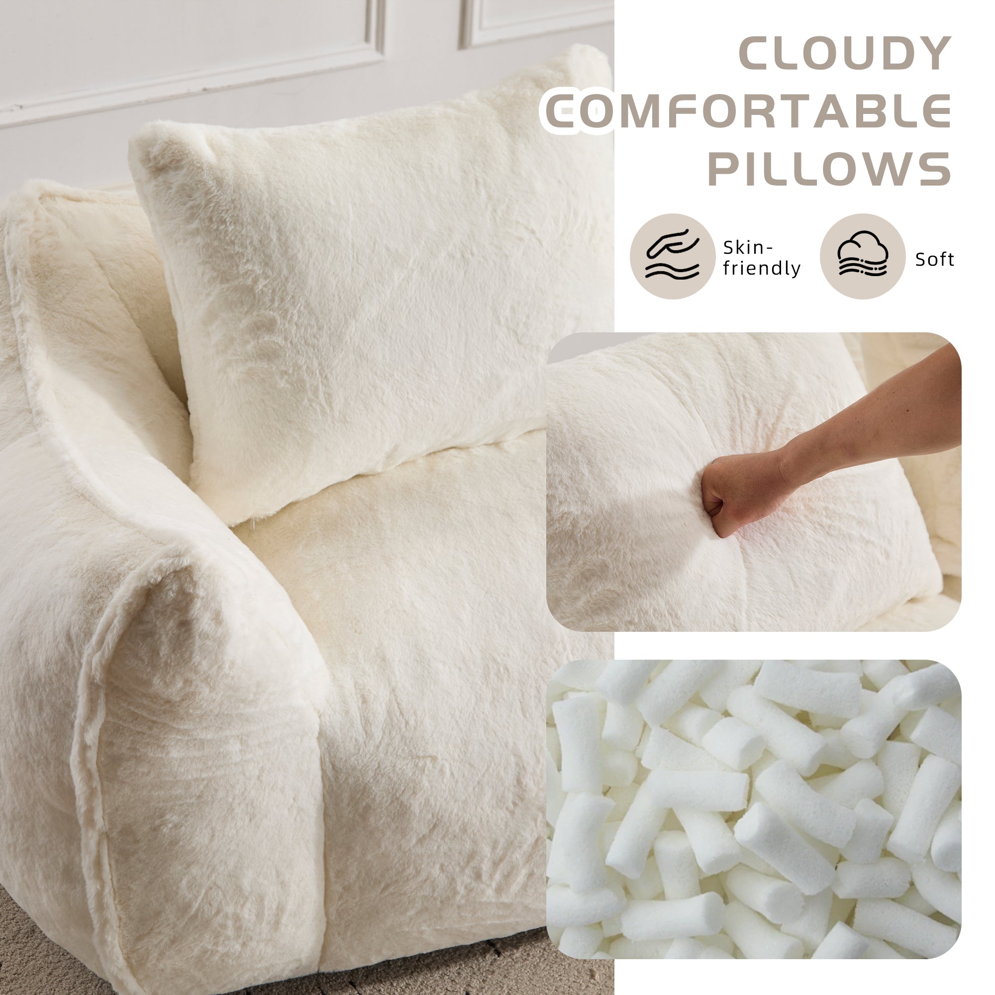 White Fluffy Bean Bag