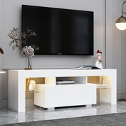 White Modern TV Stand LED Lighting 50-59in
