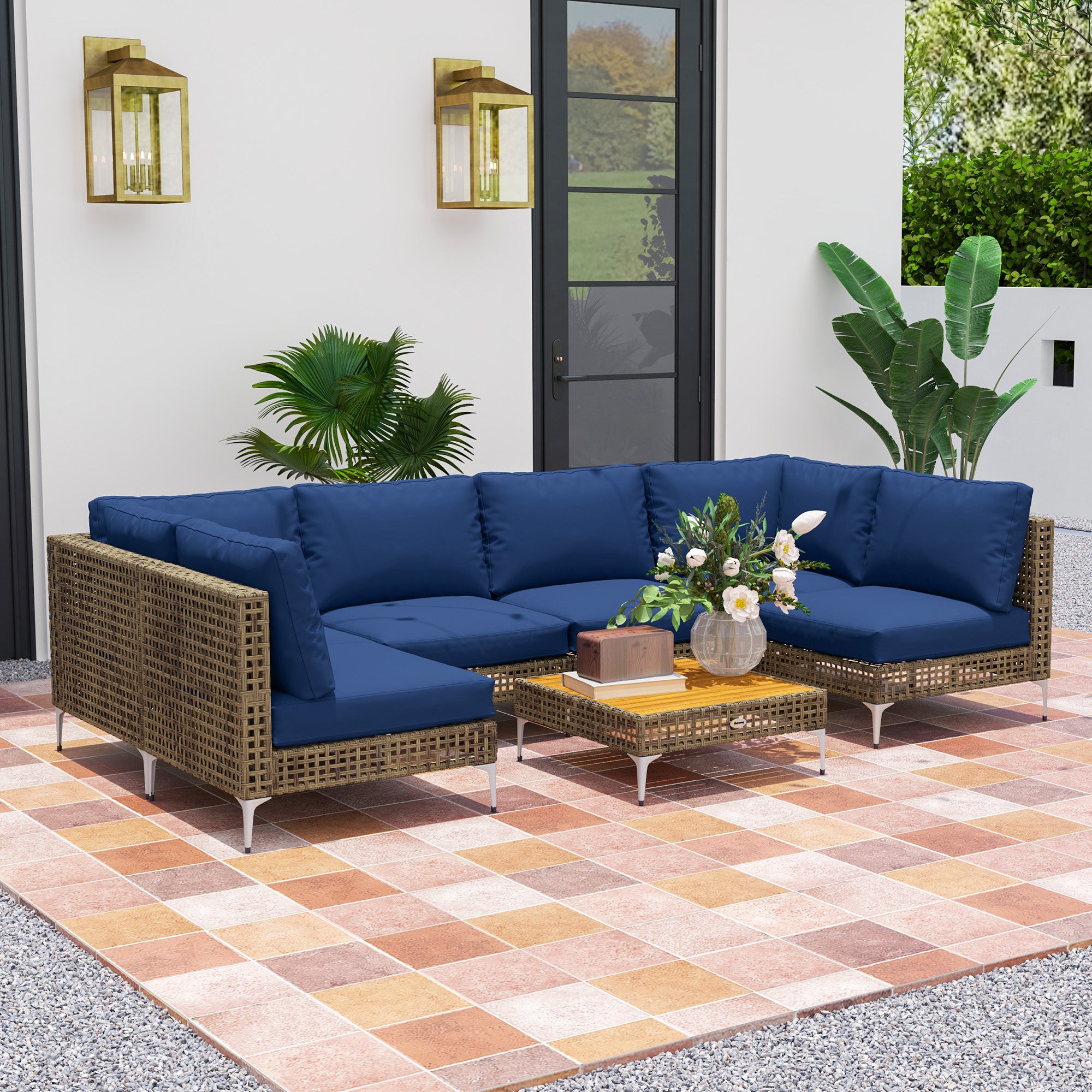 Wicker Patio Furniture Set Modular Outdoor Sectional