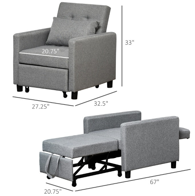 Gray Convertible Chair Bed