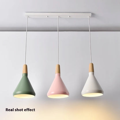 Nordic Denmark Modern Simple Warm Solid Wood Macaron Aluminum Chandelier