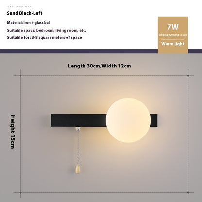 Bedroom Pull Switch Bedside Wall Lamp Children's Room Warm Wall Lamp
