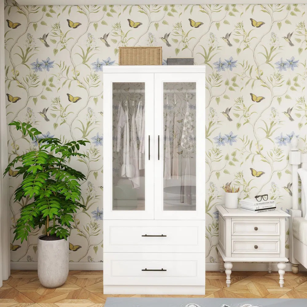 Wooden Glass Door Armoire