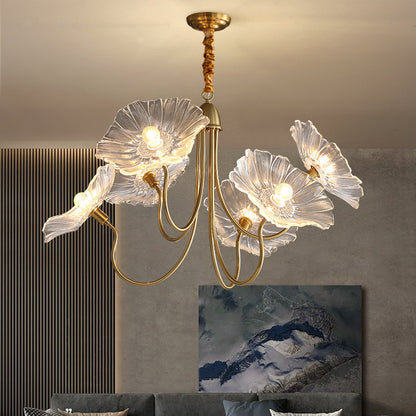 Modern Simple Home Glass Lotus Leaf Chandelier