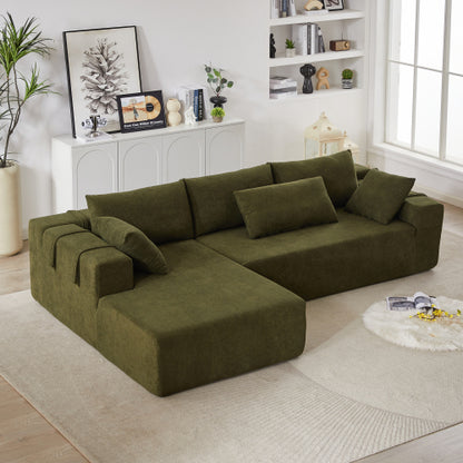 Modern Chenille Upholstered Sectional Sofa Couch Set,Modular 108 L Shaped Sectional Living Room Sofa Set With 6 Pillows,Free Combination Sofa Couch For Living Room,Bedroom