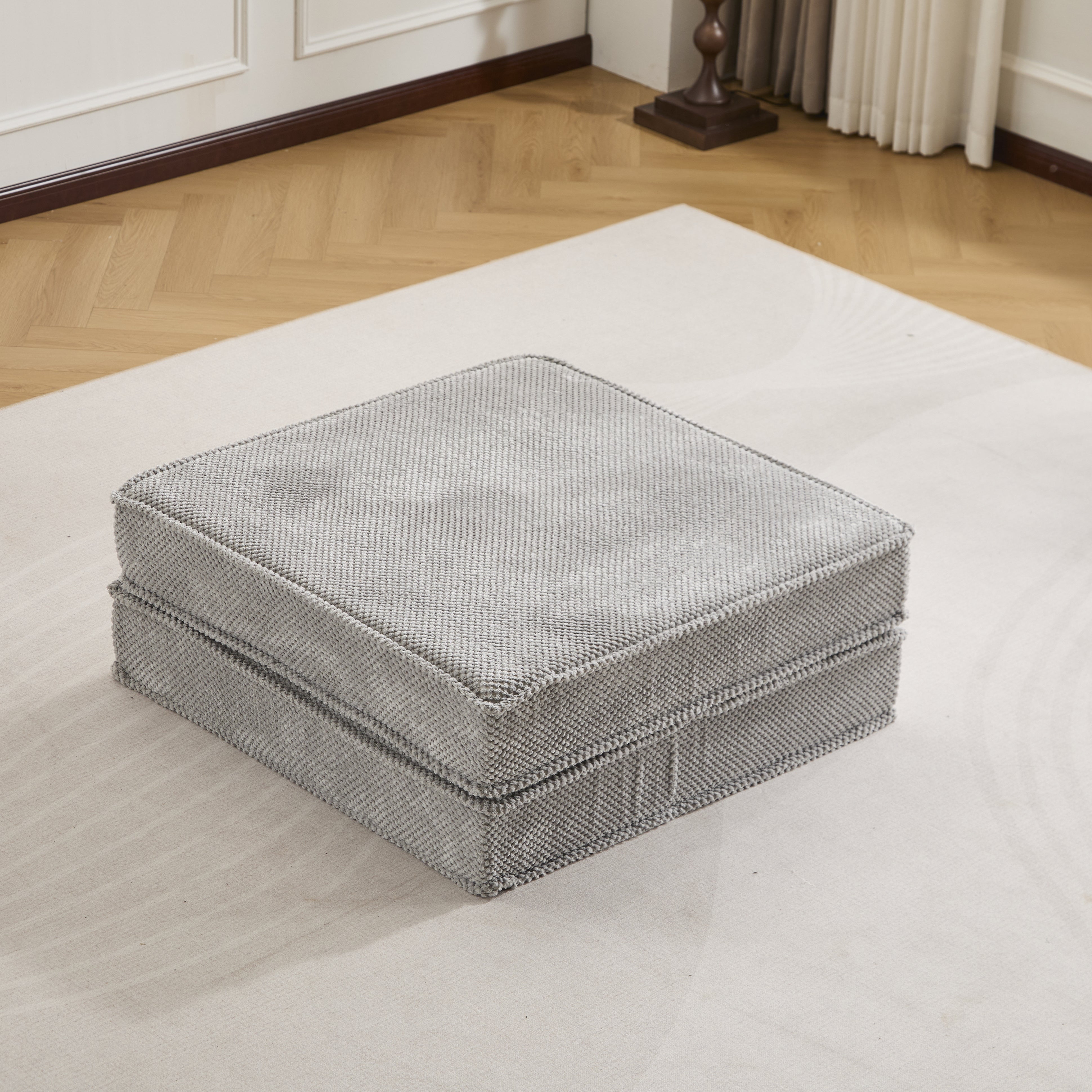 Grey Fleece Floor Sofa Modular No-Assembly