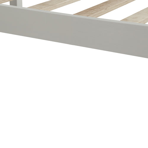White Wood Platform Bed Pine Full Size No Box Spring