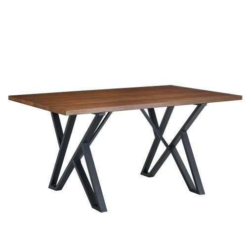 Indoor Dining Table With Metal Legs,Walnut