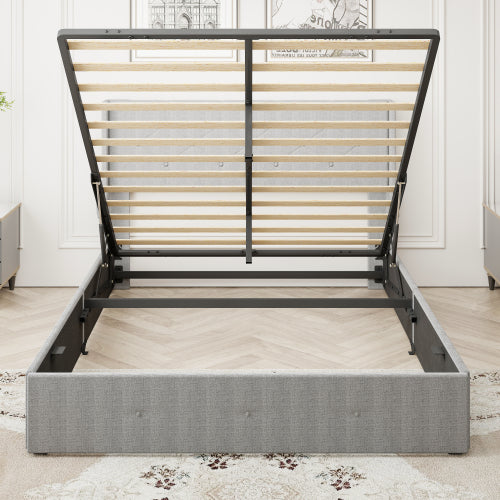 Gray Upholstered Storage Bed