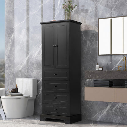 Cabinet With 2 Doors And 4 Drawers For Bathroom, Office