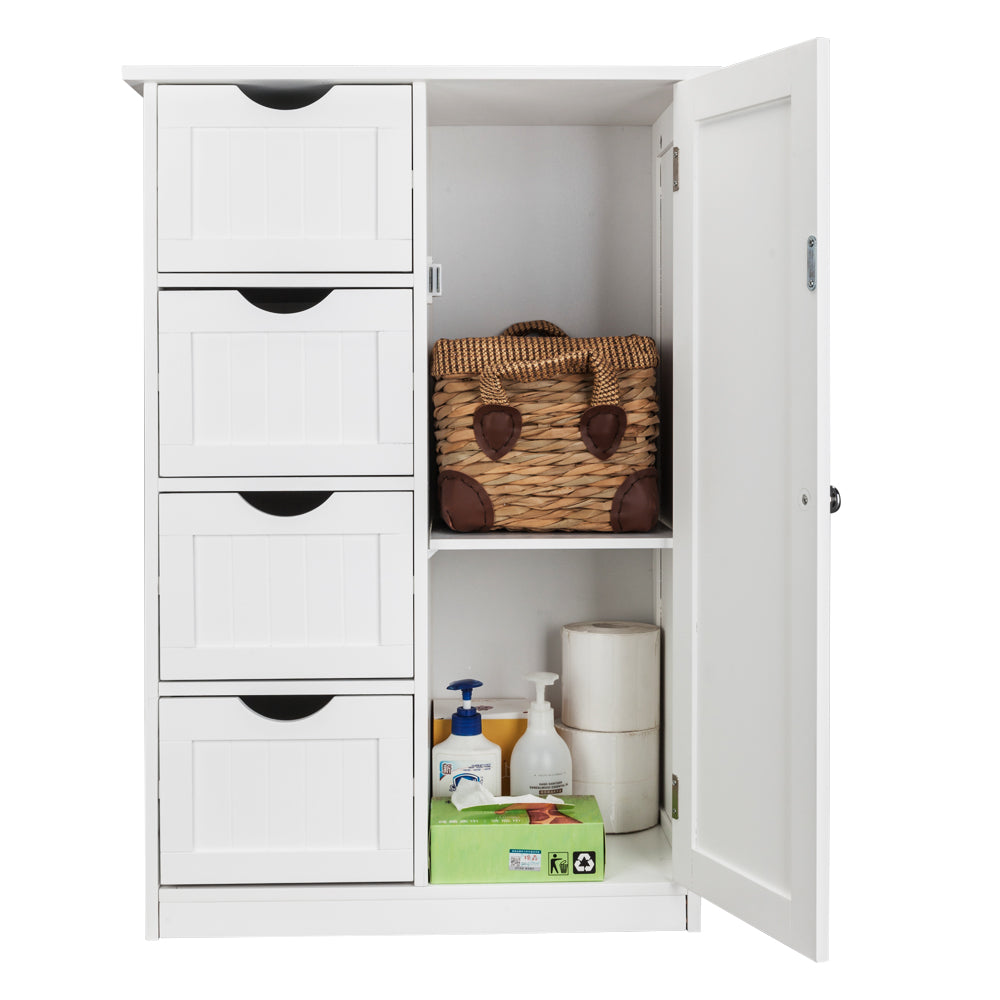 Four Drawer Single Door Bathroom Storage Cabinet