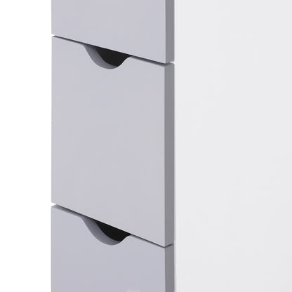 55  Tall Bathroom Cabinets, Narrow Storage Cabinet Freestanding Linen Tower With 2 Tier Shelf And Drawers, White