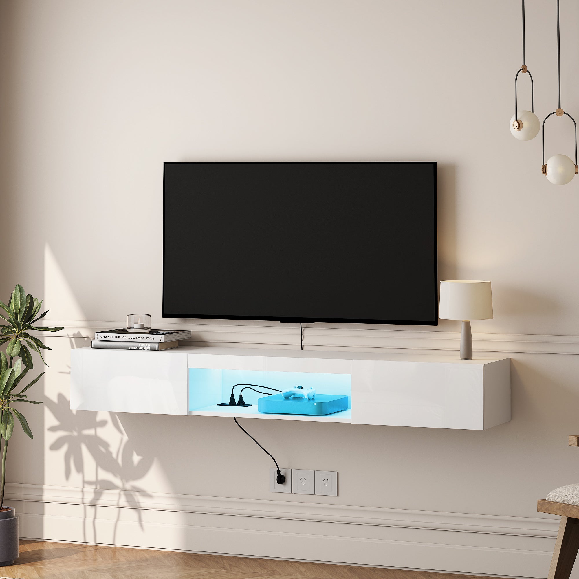 White Gloss LED TV Stand