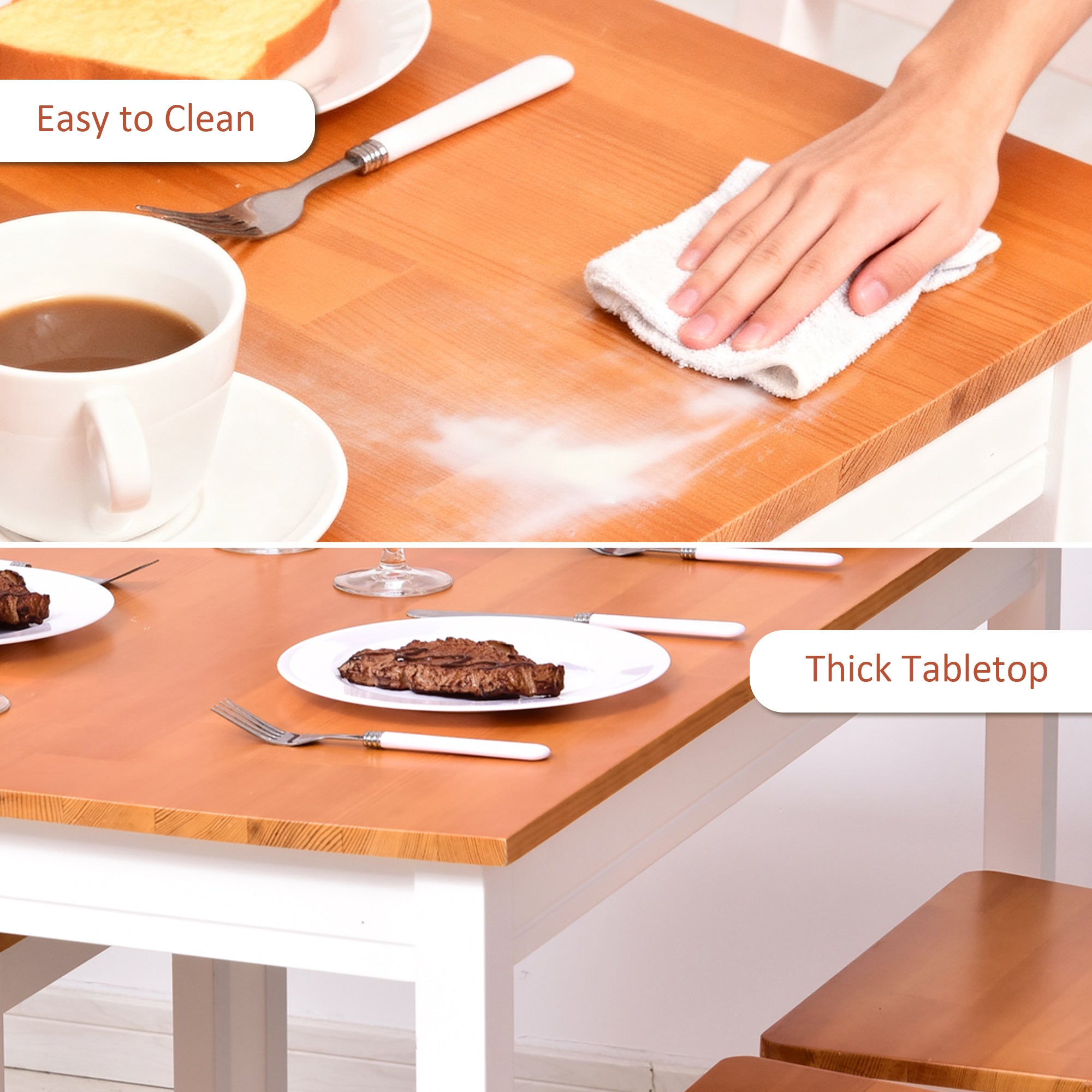 Wood Slatted Dining Set