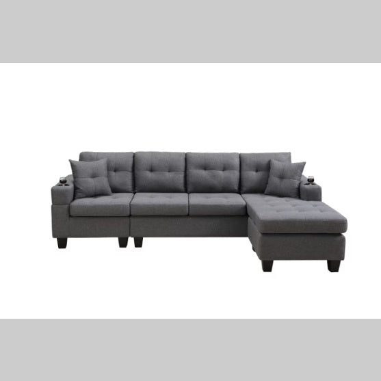 Gray Fabric Sectional Sofa