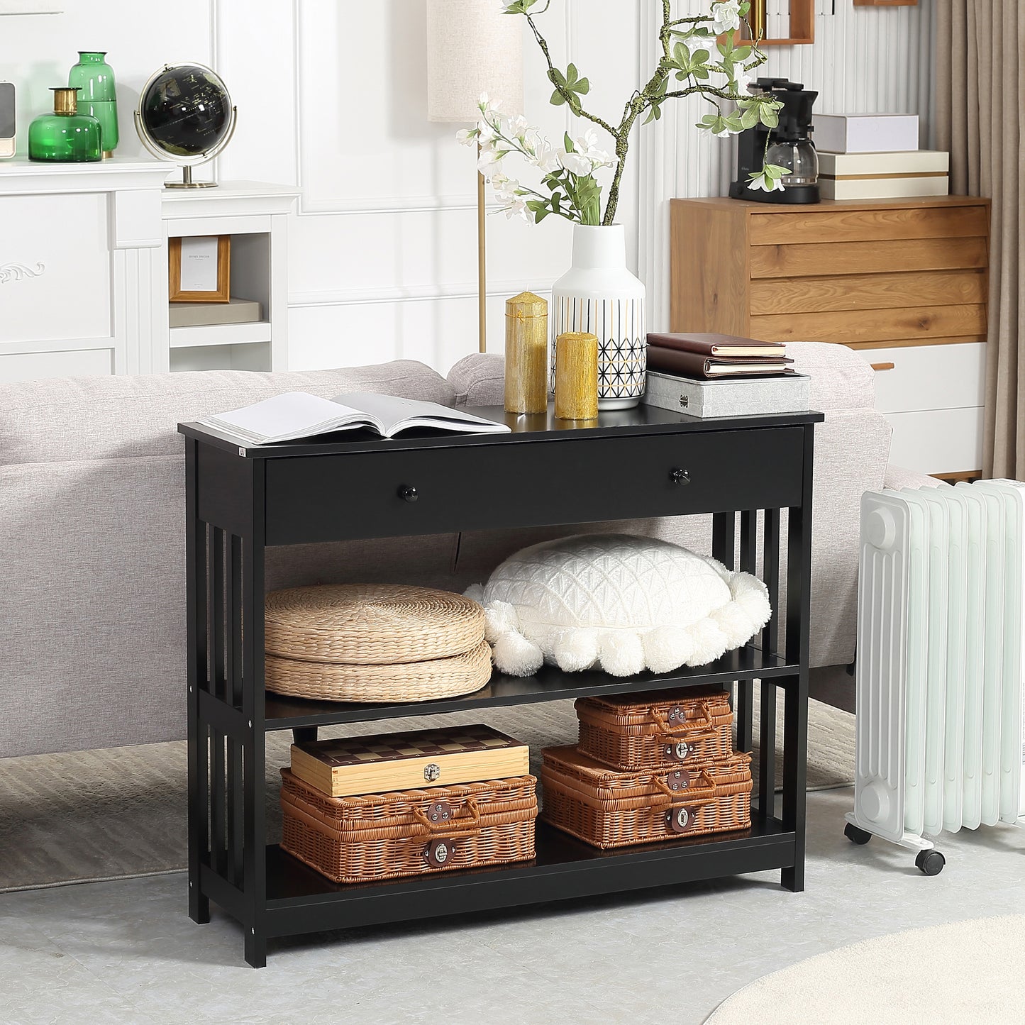 Console Hallway Table with Extra Wide Pull Out Drawer