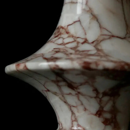 White ceramic marble vase with intricate calacatta red veining for decorbites calacatta red living room accent