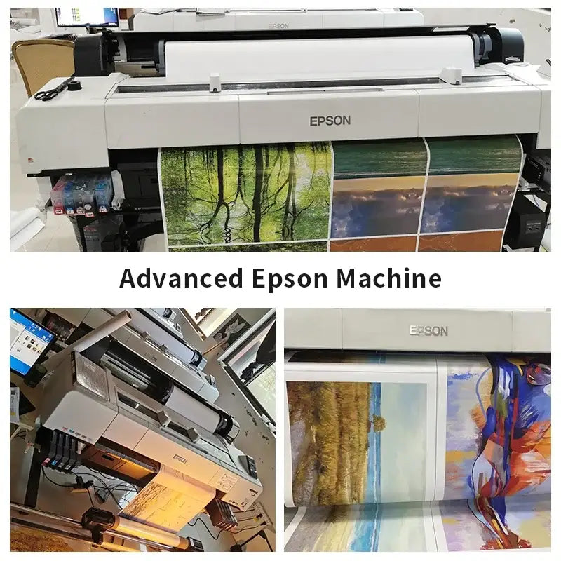 Advanced epson large-format printer producing vibrant abstract geometric luxury wall art for decorbites canvas prints