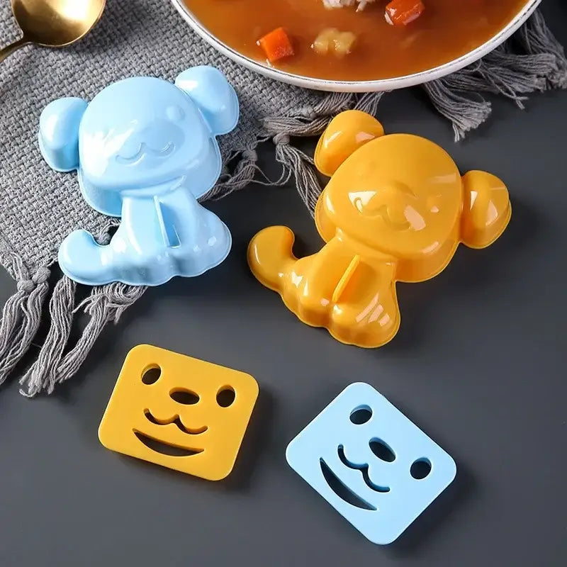 Set of colorful silicone decorbites cartoon animals mold set for sushi and sandwich shaping in kitchen bento use