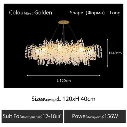 Golden circular crystal chandelier with cascading crystal droplets for elegant living room decor by decorbites circular crystal