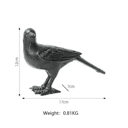 Black cast iron bird decoration 12cm tall elegant iron bird figurine for stylish living room display