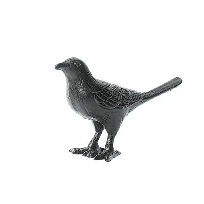 Black iron bird decoration figurine with detailed feather texture standing posture for elegant living room display