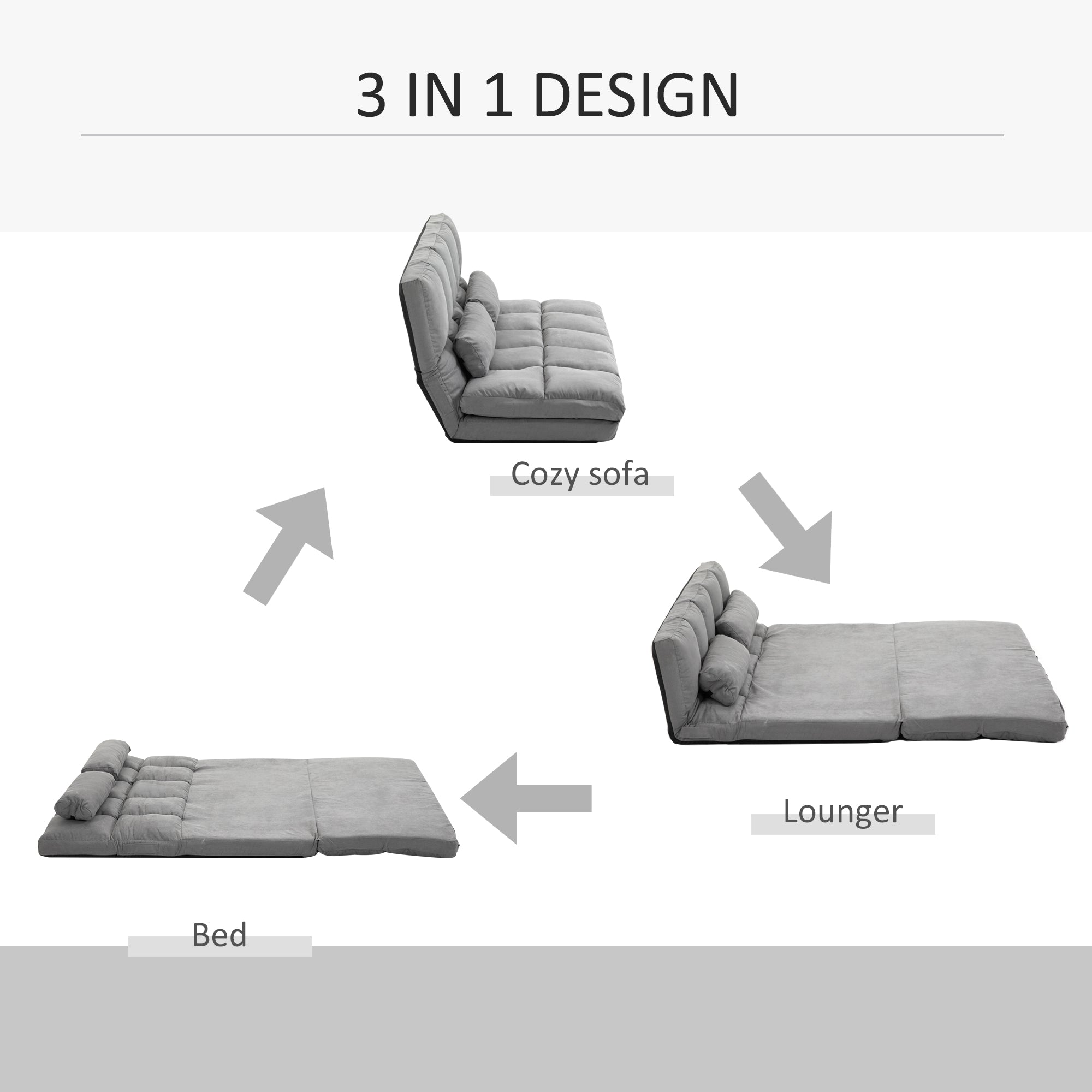Gray Convertible Sofa Chair
