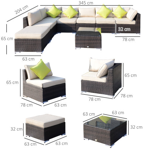 Brown Rattan Corner Sofa