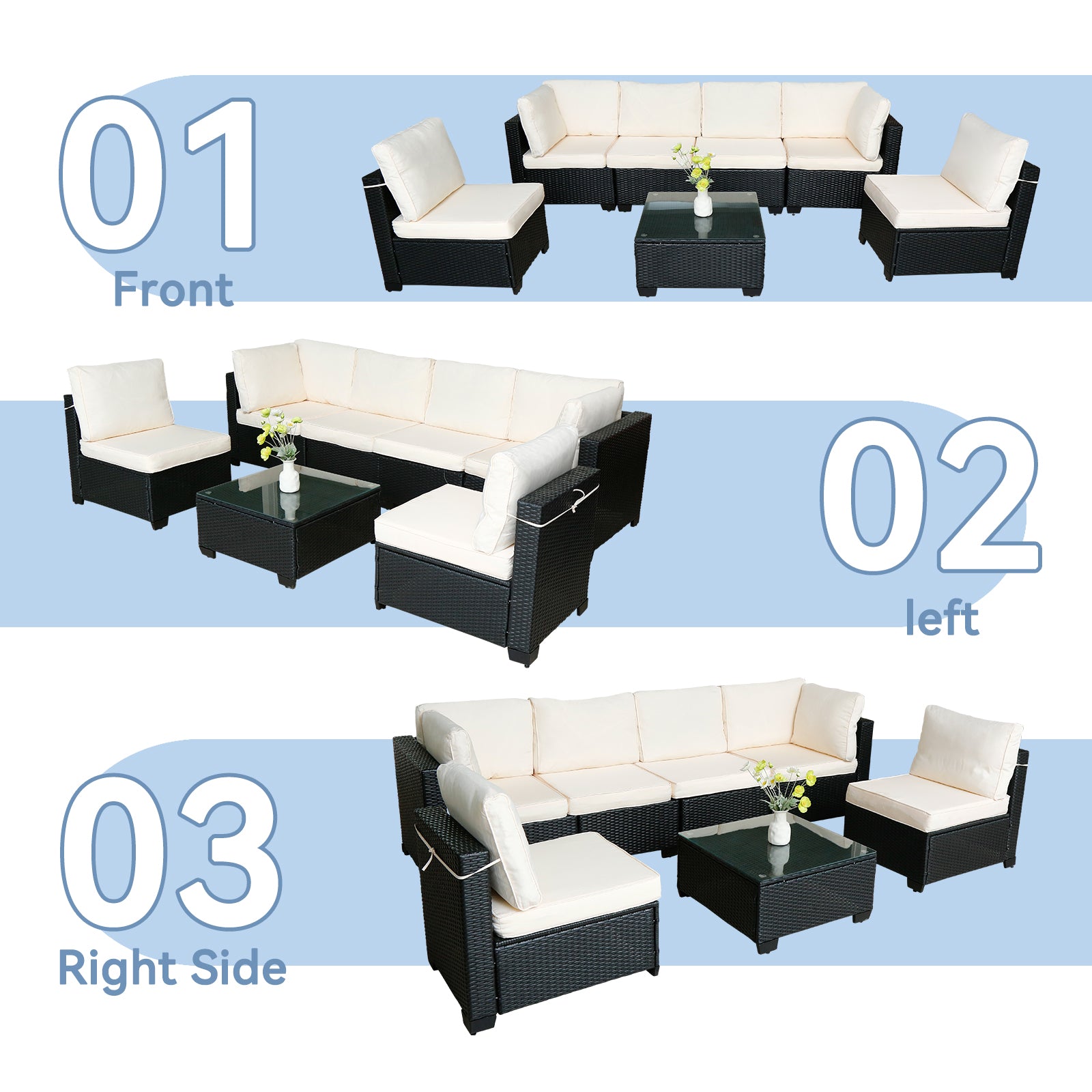 Black Rattan Outdoor Sofa