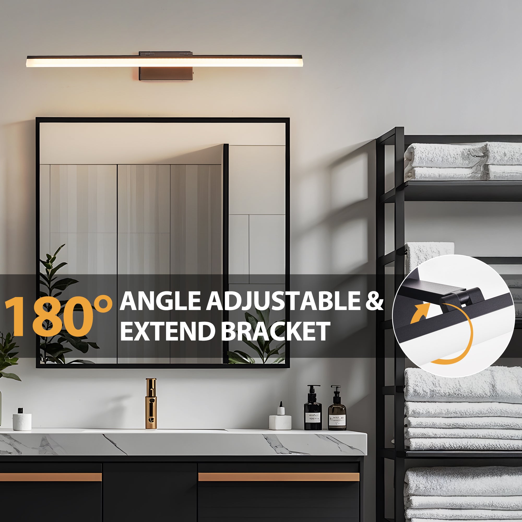 Black Metal Vanity Light For Bathroom Mirrors
