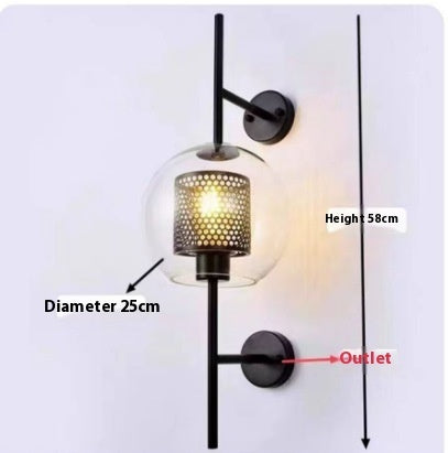 Living Room Wall Lamp Retro Creative Corridor Aisle Glass Ball Wall Lamp