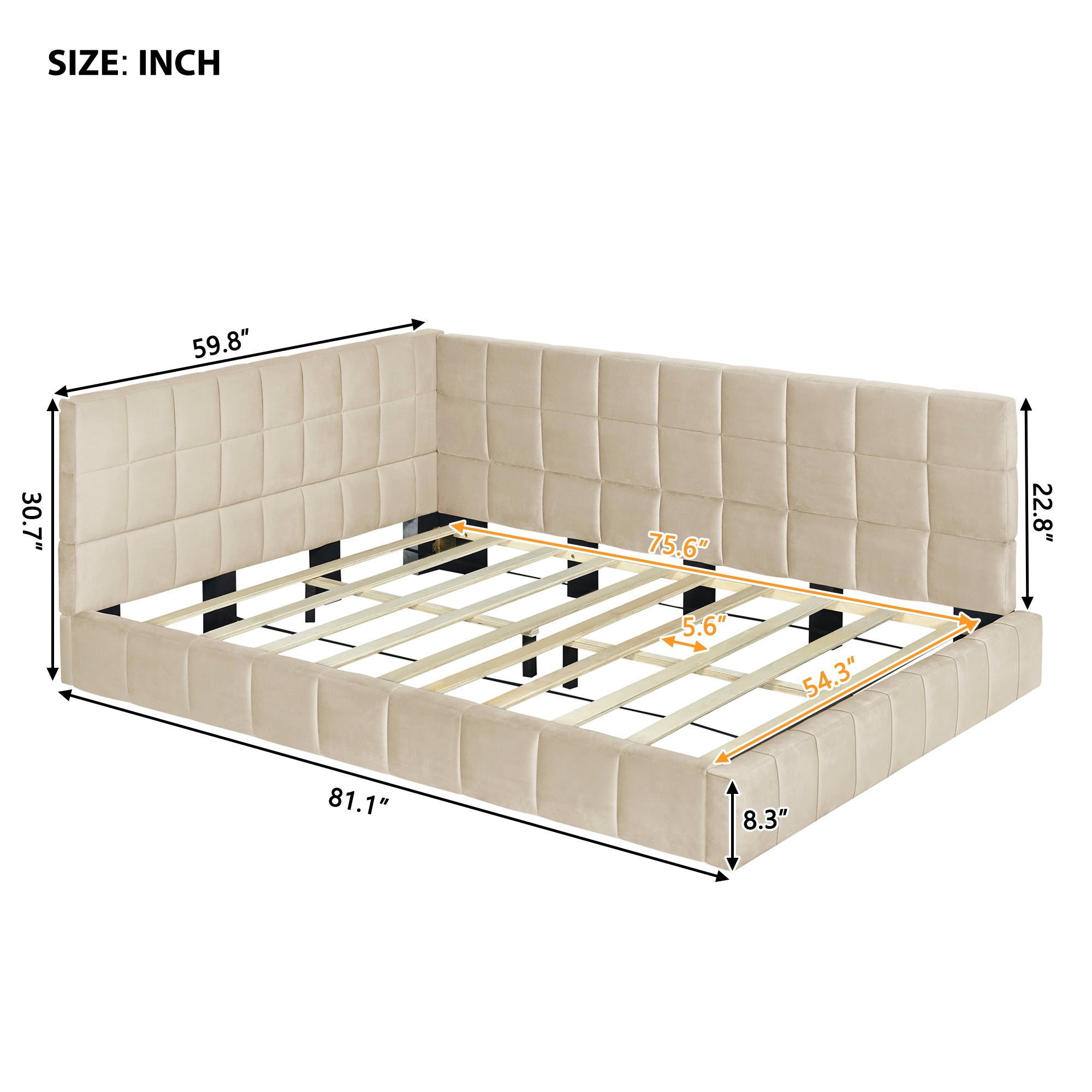 Beige Velvet Sofa Bed