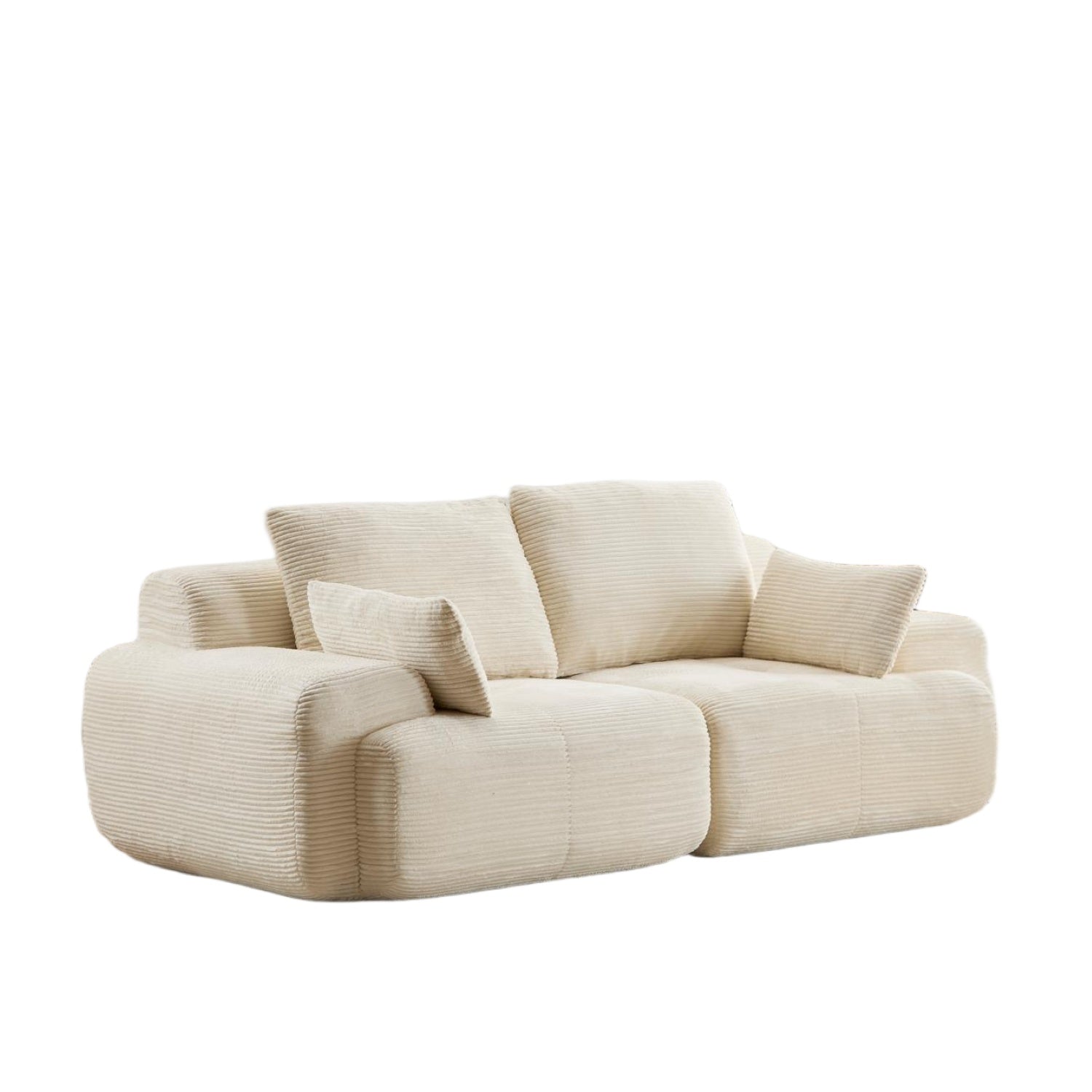 Beige Corduroy Loveseat Sofa