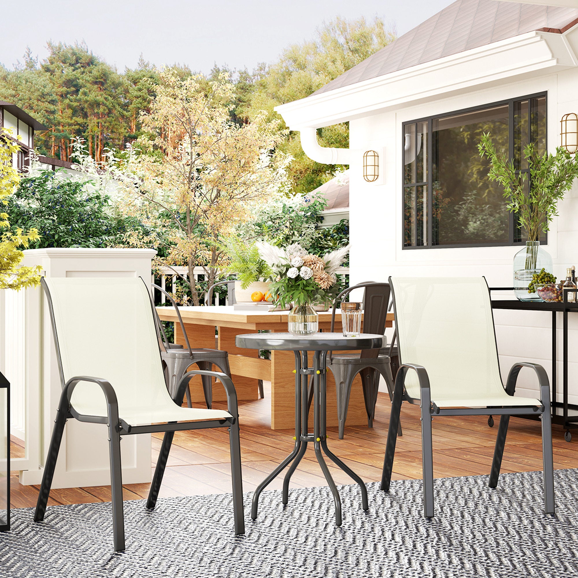 Compact Outdoor Bistro Set Gray Garden Style