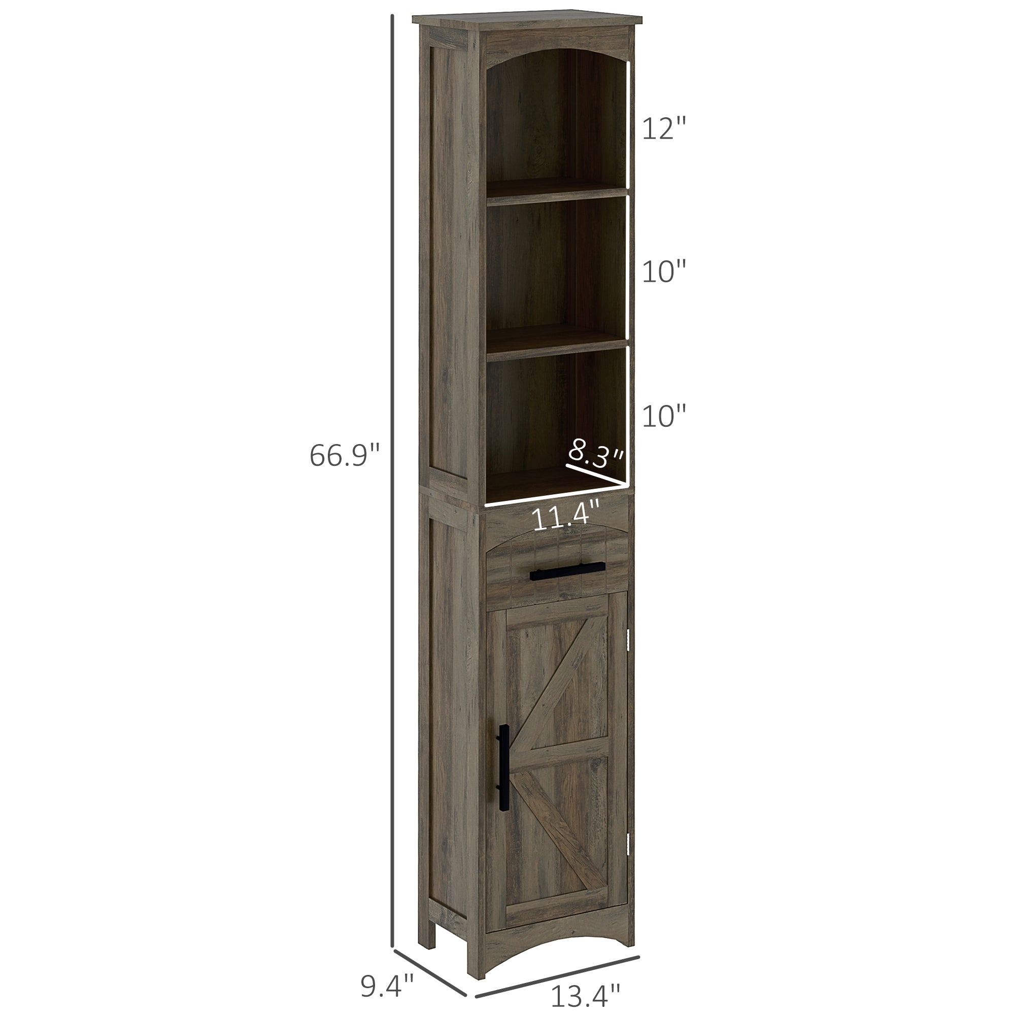 White Farmhouse Storage Cabinet Barn Door Drawer