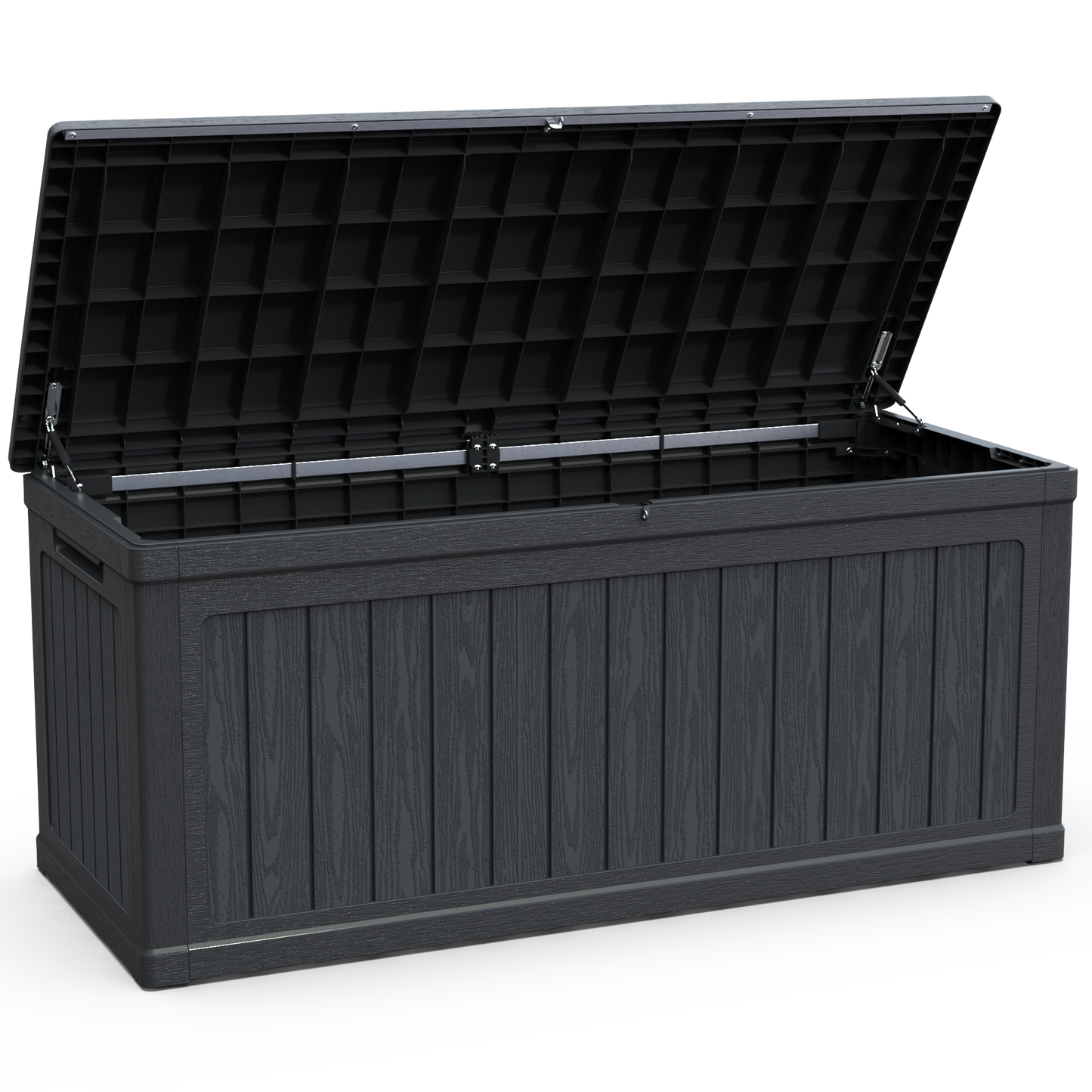 260 Gallon Large Outdoor Storage XXL Deck Box For Patio Furniture, Outdoor Cushions, Garden Tools And Sports Pools Equipment, Waterproof Resin, Lockable, Black