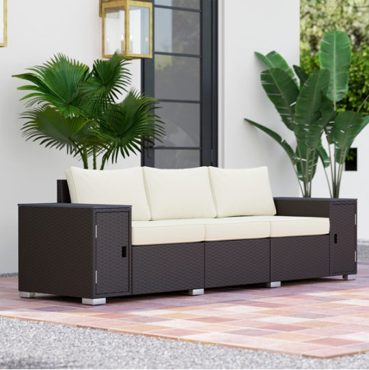 Grey Woven Outdoor Sofa