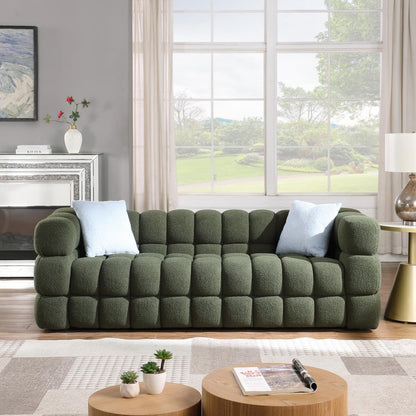 84.3 Length ,35.83inch Deepth ,human Body Structure For USA People, Marshmallow Sofa,boucle Sofa ,3 Seater, OLIVE GREEN BOUCLE