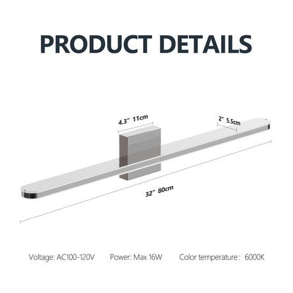 Modern LED Vanity Lights For Bathroom 32IN 16W Daylight White Chrome Light Fixtures Bathroom Lights Over Mirror Vanity Lighting Fixtures Vanity Light