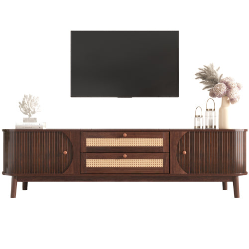Wood Rattan Media Console