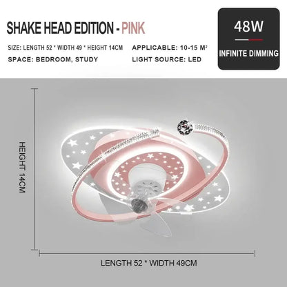 Pink led celestial golden starlight ceiling fan light with modern circular design star patterns and crystal accents decorbites ceiling fan